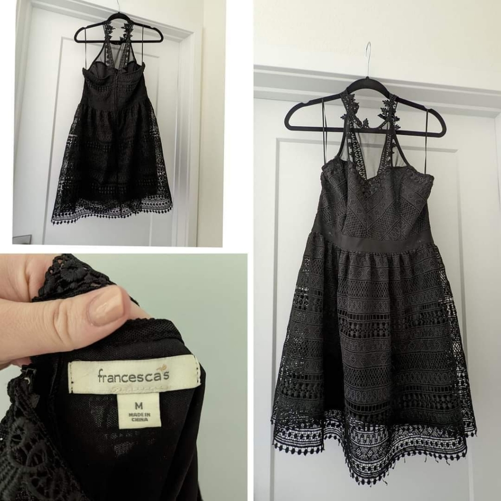 Black lace short formal dress